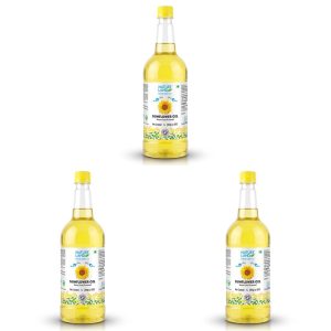 Natureland Organics Sunflower Oil 1 Ltr - Cold Pressed (Pack of 3)