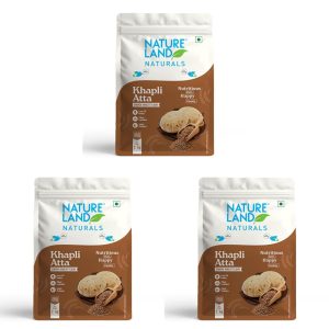 Natureland Naturals Khapli flour 2 kg- Low-Gluten Wheat Flour | High Dietary Fiber for Easy Digestion | Stoneground Emmer | Khapli Atta (Pack of 3)