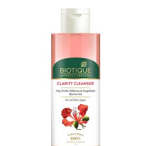 Biotique Advanced Organics Clarity Cleanser Clay Fresh, Hibiscus & Grapefruit Shower Gel 200Ml