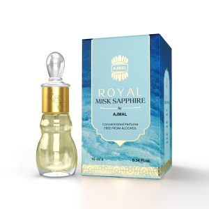 Ajmal Royal Misk Sapphire Attar | Musky Fragrance| Men and Women Non-Alcoholic| Long Lasting Attar for Men and Women - 10 ML