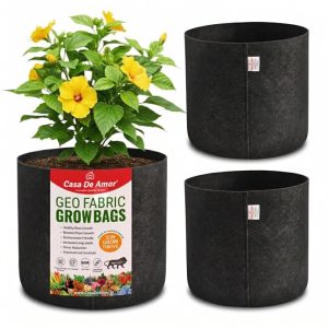 Casa De Amor 400 GSM Geo Fabric Plant Grow Bag, Black 10 x 10 Inch Pack of 3, Round Fabric Pots for Terrace, Balcony, Flowers & Vegetable Gardening