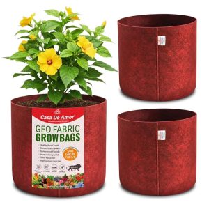 Casa De Amor 400 GSM Geo Fabric Plant Grow Bag Suitable for Terrace and Flowers Vegetable Gardening (Maroon, 10x10 Inch Pack of 3)