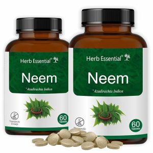 Herb Essential Neem Tablets 500mg, 120 Count, Ayurvedic Herbal Supplement