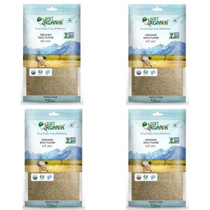 JUST ORGANIK - Organic Ragi Flour 2 kg (4 x 500g) | Finger Millet Flour | Nachni Atta | certified organic| Mandua | Pack of 4 | Gluten free | low glycemic index | Rich in calcium